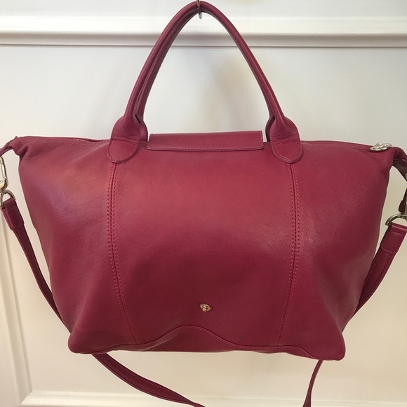 Longchamp Leather Dark Red  Le Pliage Cuir  bag - Picture 2 of 10